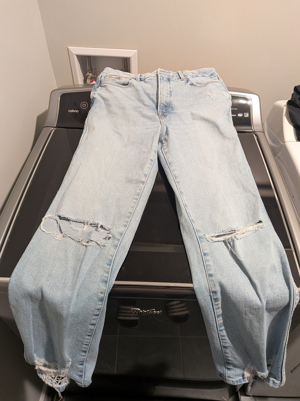 Good American Light Blue Distressed Boyfriend Jeans